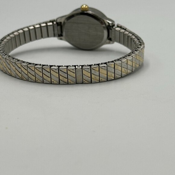 3/$30 Precision by Gruen Watch Women Silver/ Gold Stretch Band Oval Petite - Picture 8 of 13